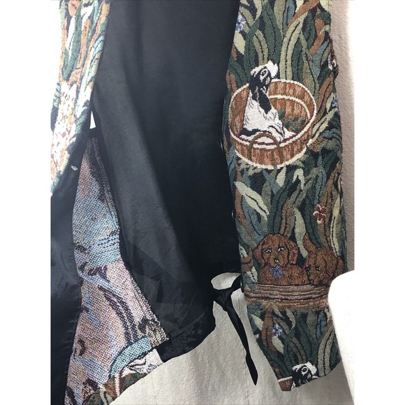 CABIN CREEK Vest Tapestry Puppy Dog Equestrian Hunting Size Med Petite Women's - Picture 14 of 15
